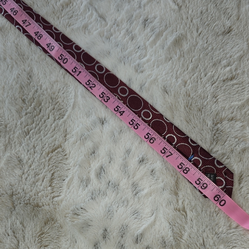 BLACK Saks Fifth Avenue Maroon Tie with White Circle Pattern - Picture 4 of 6